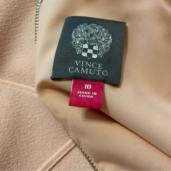 Vince Camuto Blush Pink Sleeveless Sheath Dress with Asymmetrical Ruffle Sz 10 - Picture 6 of 9